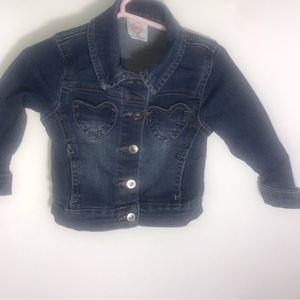 Jean Jacket Toddler Gir 18M Blue Denim Heart Pockets Buttons